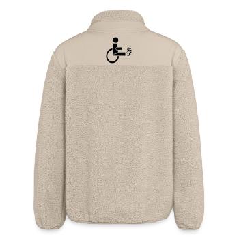 Rollstuhlfahrer mit Bein in Gips # - Relaxed Fit Unisex Sherpajacke von Stanley/Stella - Beige - Hinten