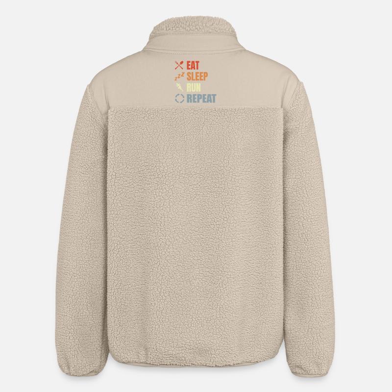 Eating, sleeping, running, repeating - Relaxed Fit Unisex Sherpa Jacket by Stanley/Stella - beige