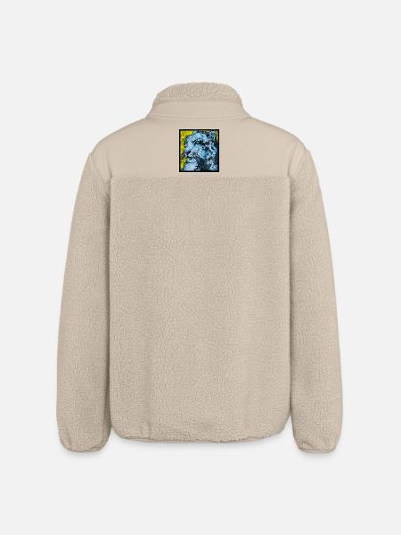 Schneeleopard nah (Bunt) - Relaxed Fit Unisex Sherpajacke von Stanley/Stella - Beige