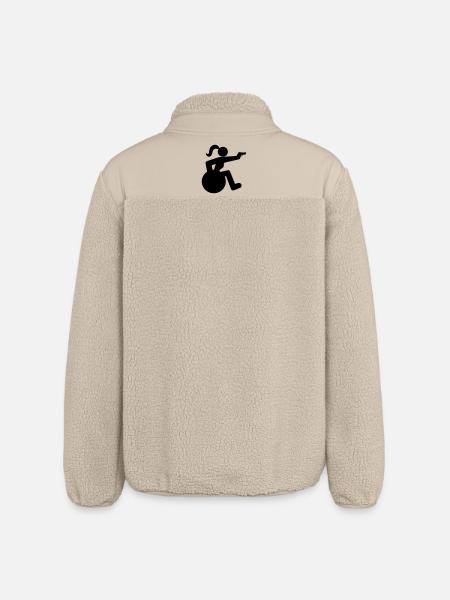 Schießendes Rollstuhlmädchen. Rollstuhlsportlerin * - Relaxed Fit Unisex Sherpajacke von Stanley/Stella - Beige