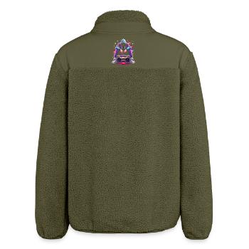 Retro 80s Boombox Illustration - Relaxed Fit Unisex Sherpa Jacket by Stanley/Stella - khaki - Back