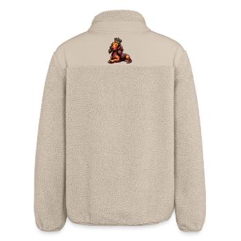 Langhaardackel Dackel Dackelhalter Teckel Tekkel - Relaxed Fit Unisex Sherpajacke von Stanley/Stella - Beige - Hinten