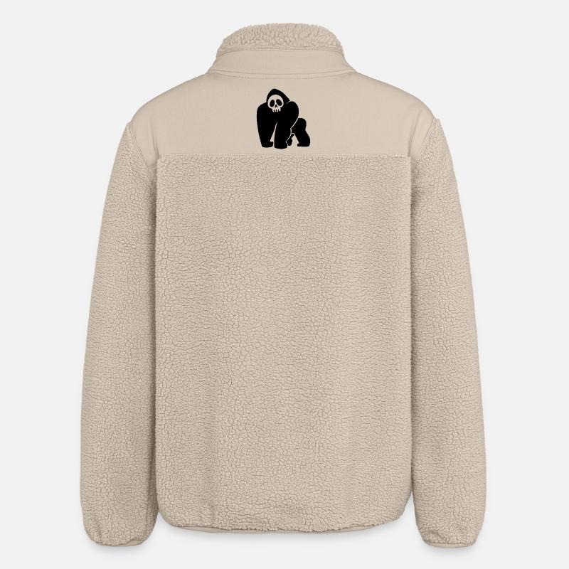 Schwarzer Gorilla Schädel - Relaxed Fit Unisex Sherpajacke von Stanley/Stella - Beige