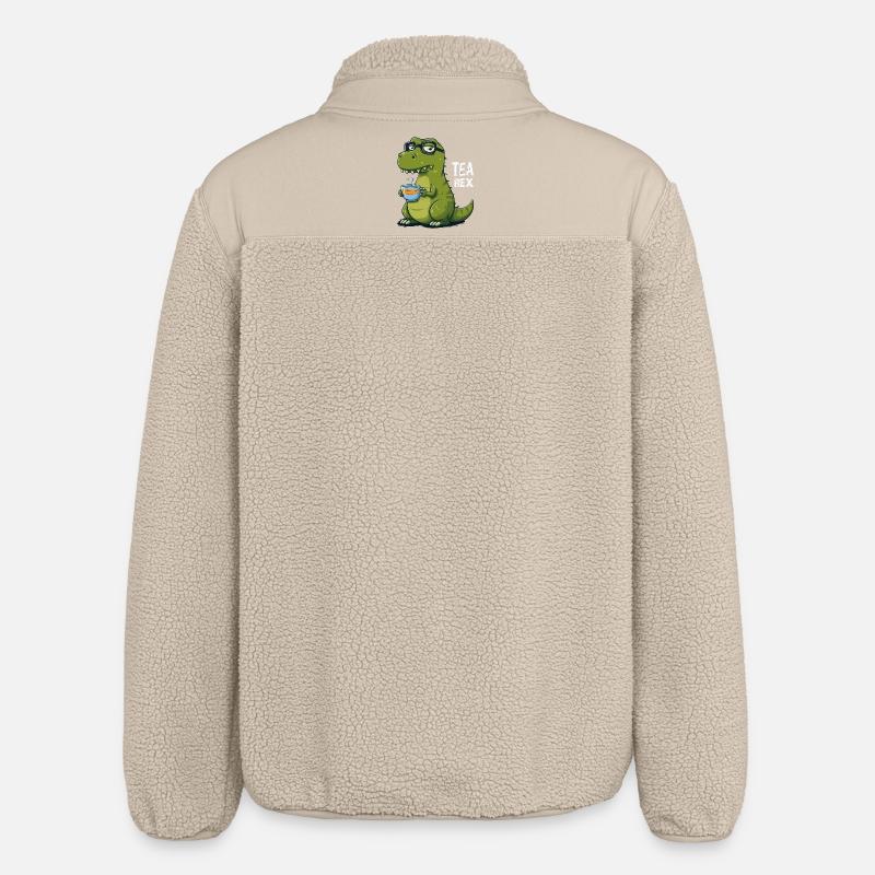 Tea Rex – Lustiger Dinosaurier mit Teetasse - Relaxed Fit Unisex Sherpajacke von Stanley/Stella - Beige