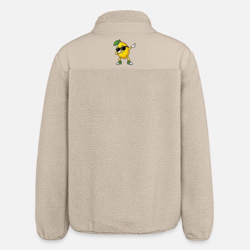 Funny Lemon in Dab Pose Cartoon - Relaxed Fit Unisex Sherpa Jacket by Stanley/Stella - beige