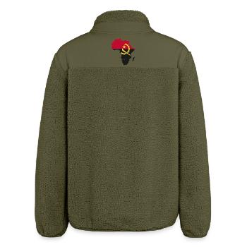 Angola Flag Africa - Relaxed Fit Unisex Sherpa Jacket by Stanley/Stella - khaki - Back