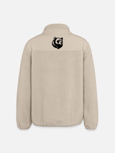Angry Bear Head - Relaxed Fit Unisex Sherpa Jacket by Stanley/Stella - beige