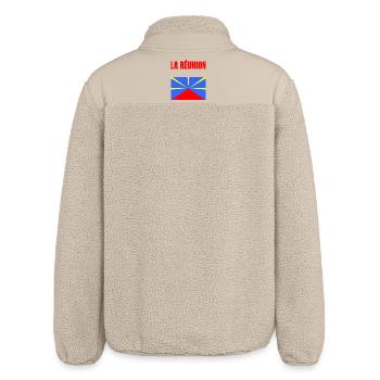 T-Shirt mit Vulkanflagge auf der Insel La Réunion - Relaxed Fit Unisex Sherpajacke von Stanley/Stella - Beige - Hinten