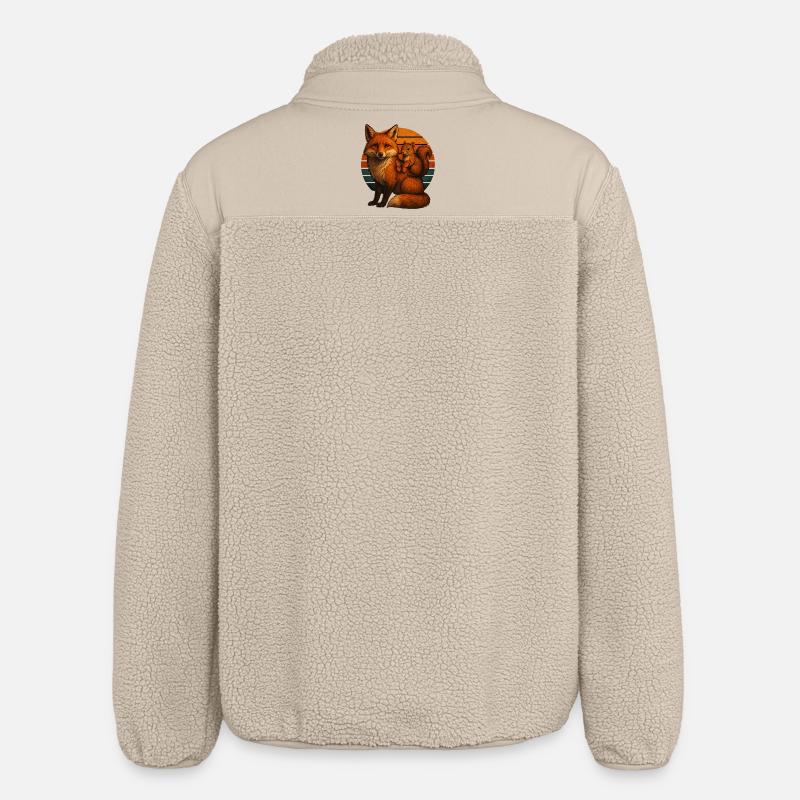 Fuchs Eichhörnchen Retro Tierfreunde - Relaxed Fit Unisex Sherpajacke von Stanley/Stella - Beige
