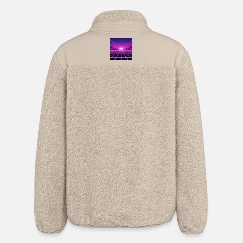 Sunset Neon Retrogrid back to 90s - Relaxed Fit Unisex Sherpa Jacket by Stanley/Stella - beige