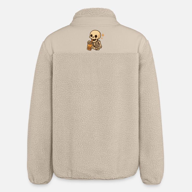 Skelett mit Bubble Tea kawaii Skelett - Relaxed Fit Unisex Sherpajacke von Stanley/Stella - Beige