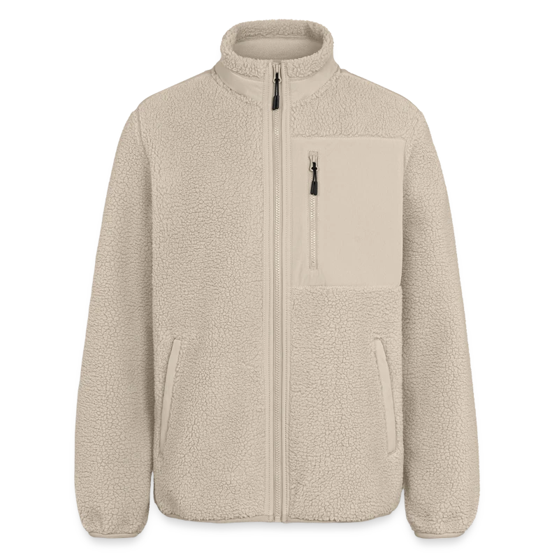 Zermatt badge on a relaxed fit unisex sherpa jacket by stanley/stella