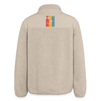 Fußball 10 Jahre Kinder Kindergeburtstag - Relaxed Fit Unisex Sherpajacke von Stanley/Stella - Beige - Hinten
