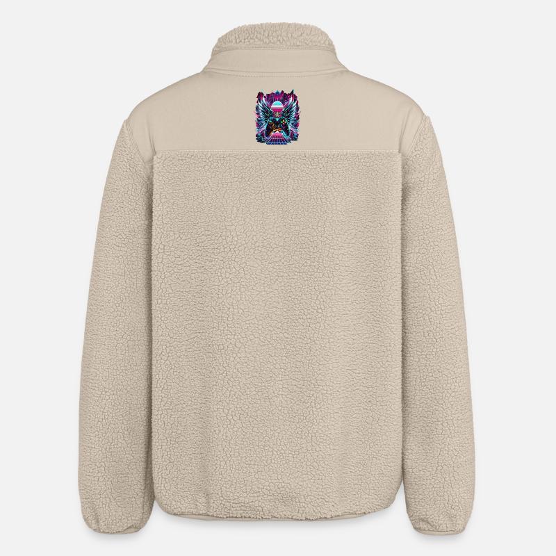 Synthwave Sunset Gamer Controller - Relaxed Fit Unisex Sherpa Jacket by Stanley/Stella - beige