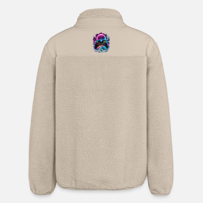 Synthwave Cyberpunk Gaming Controller - Relaxed Fit Unisex Sherpajacke von Stanley/Stella - Beige