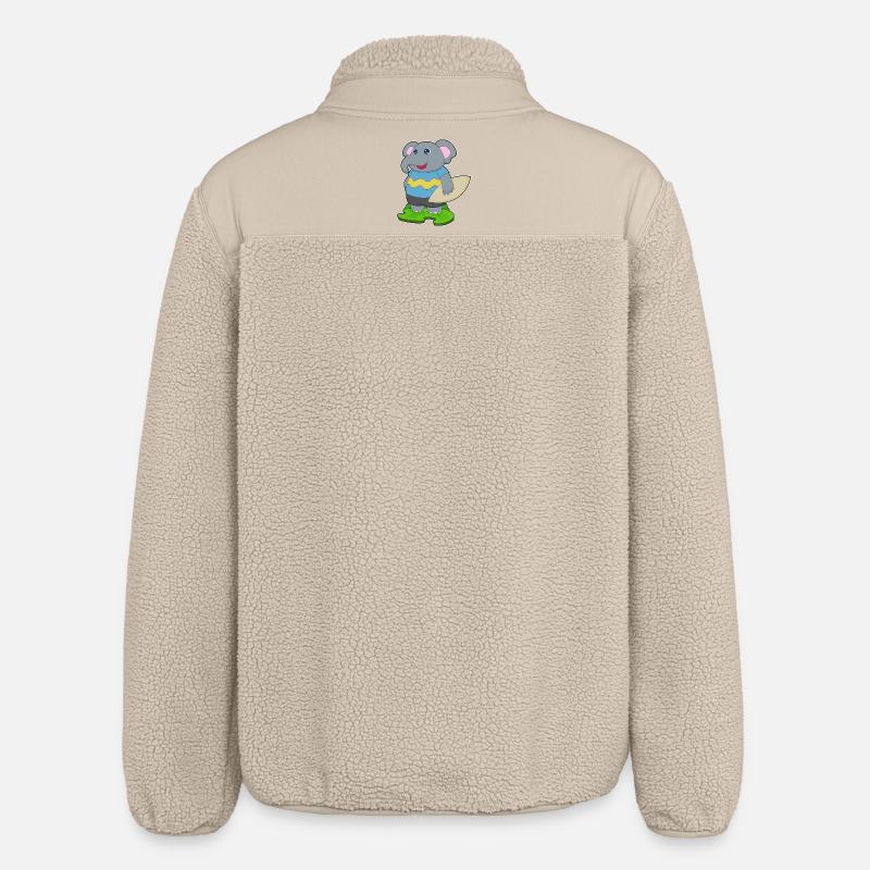 Elefant Surfer Surfbrett - Relaxed Fit Unisex Sherpajacke von Stanley/Stella - Beige