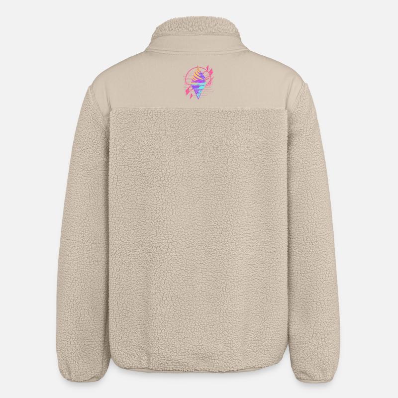 Ice Cream Cone Synthwave - Relaxed Fit Unisex Sherpa Jacket by Stanley/Stella - beige