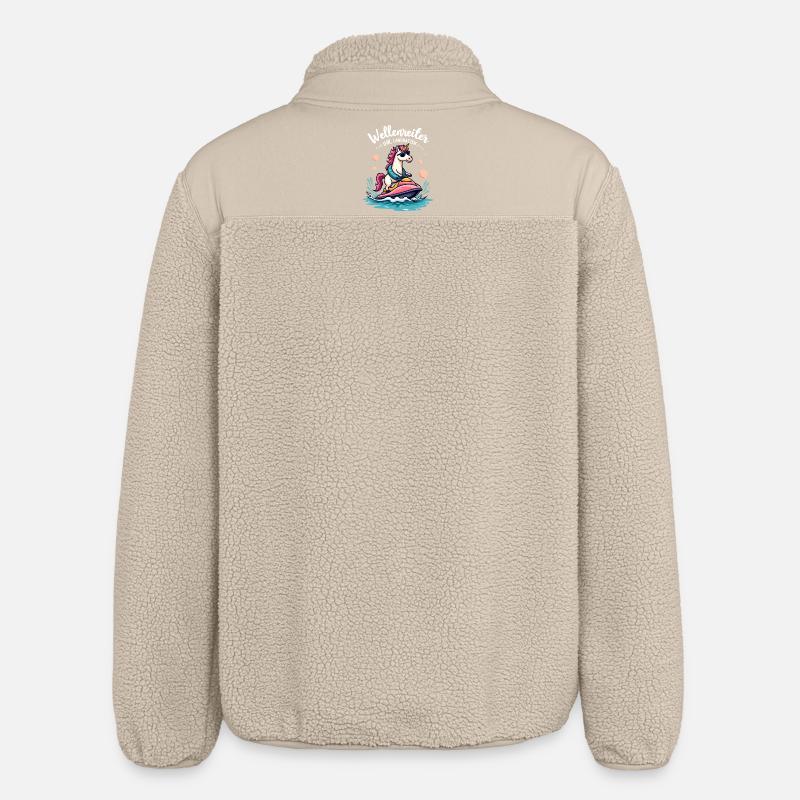 Pinker Einhorn Wellenreiter - Relaxed Fit Unisex Sherpajacke von Stanley/Stella - Beige