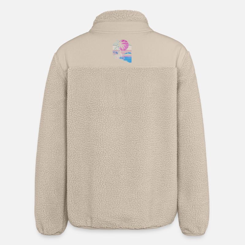 Mountain Biking Synthwave - Relaxed Fit Unisex Sherpa Jacket by Stanley/Stella - beige