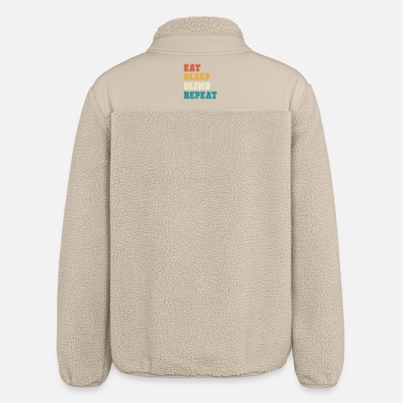 Eat Sleep Climb Repeat Design - Relaxed Fit Unisex Sherpajacke von Stanley/Stella - Beige
