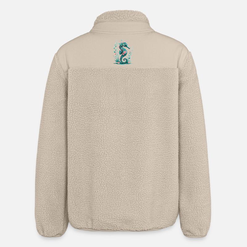 FloraSeepferdchen Blütenkunst - Relaxed Fit Unisex Sherpajacke von Stanley/Stella - Beige