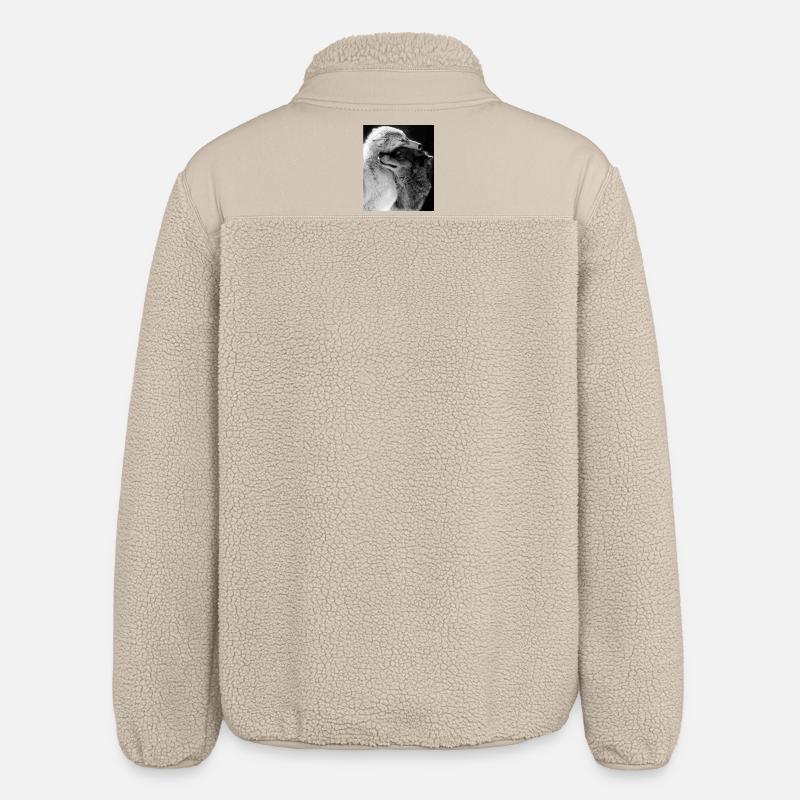 Two Wolves Hugging Blue Eyes - Relaxed Fit Unisex Sherpa Jacket by Stanley/Stella - beige