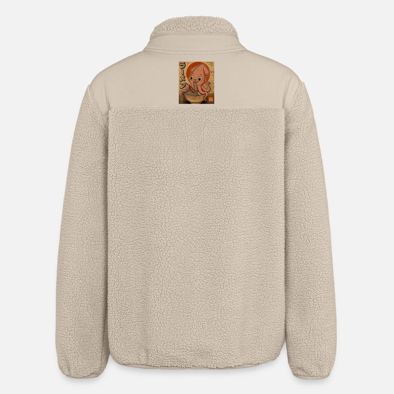 Dessin animé Ramen Pieuvre en sépia - Veste sherpa unisexe coupe décontractée Stanley/Stella - beige