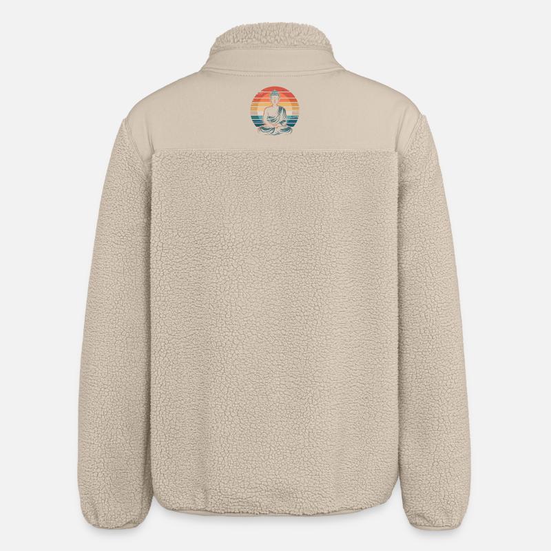 Bouddha Coucher de soleil rétro - Veste sherpa unisexe coupe décontractée Stanley/Stella - beige