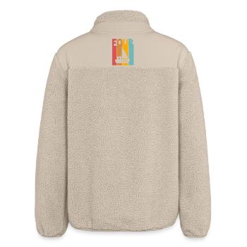 4th Birthday Sailboat - Relaxed Fit Unisex Sherpa Jacket by Stanley/Stella - beige - Back