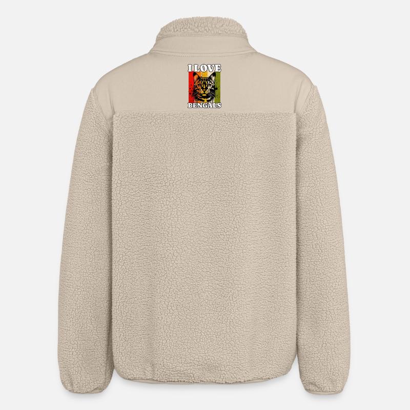 J’adore le chat du Bengale - Veste sherpa unisexe coupe décontractée Stanley/Stella - beige