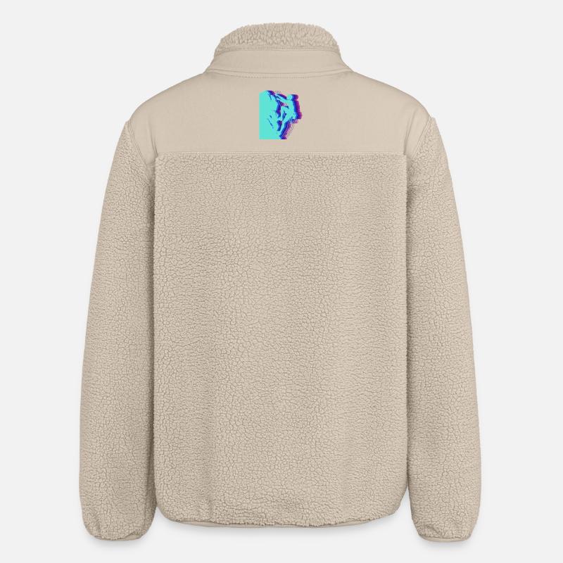Glitch Art Kletterer Silhouette Modern - Relaxed Fit Unisex Sherpajacke von Stanley/Stella - Beige