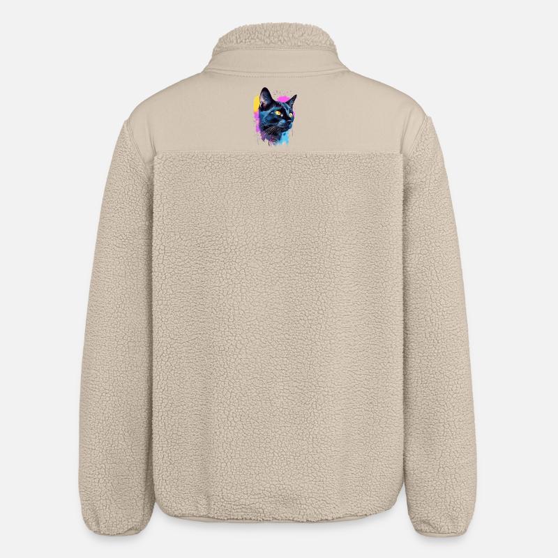 Bunte Bombay-Katzengesicht-Splash-Kunst - Relaxed Fit Unisex Sherpajacke von Stanley/Stella - Beige