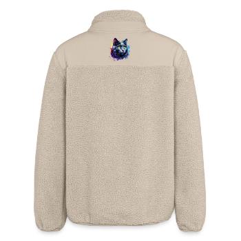 Russian Blue Cat Motif - Relaxed Fit Unisex Sherpa Jacket by Stanley/Stella - beige - Back