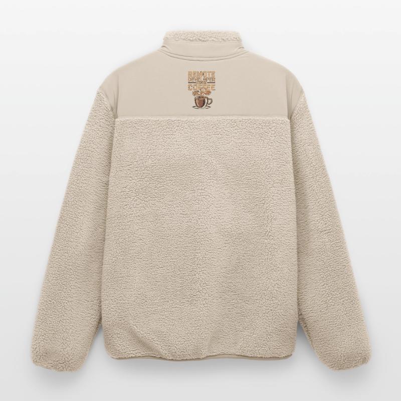 Remote Developer Before Remote Coder Coffee Lover Relaxed Fit Unisex Sherpa Jacket by Stanley/Stella