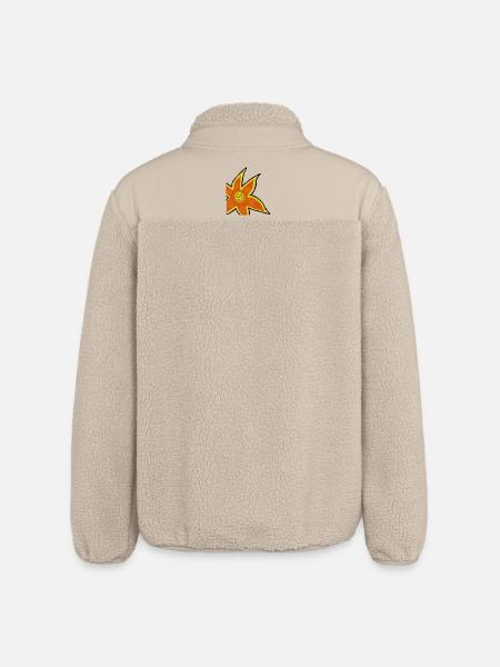 Neon Orange Flower Outline Art - Relaxed Fit Unisex Sherpa Jacket by Stanley/Stella - beige