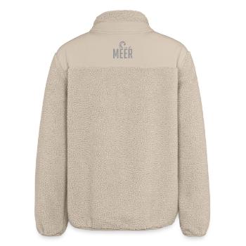 Wellenmotiv mit Meeresbotschaft - Relaxed Fit Unisex Sherpajacke von Stanley/Stella - Beige - Hinten