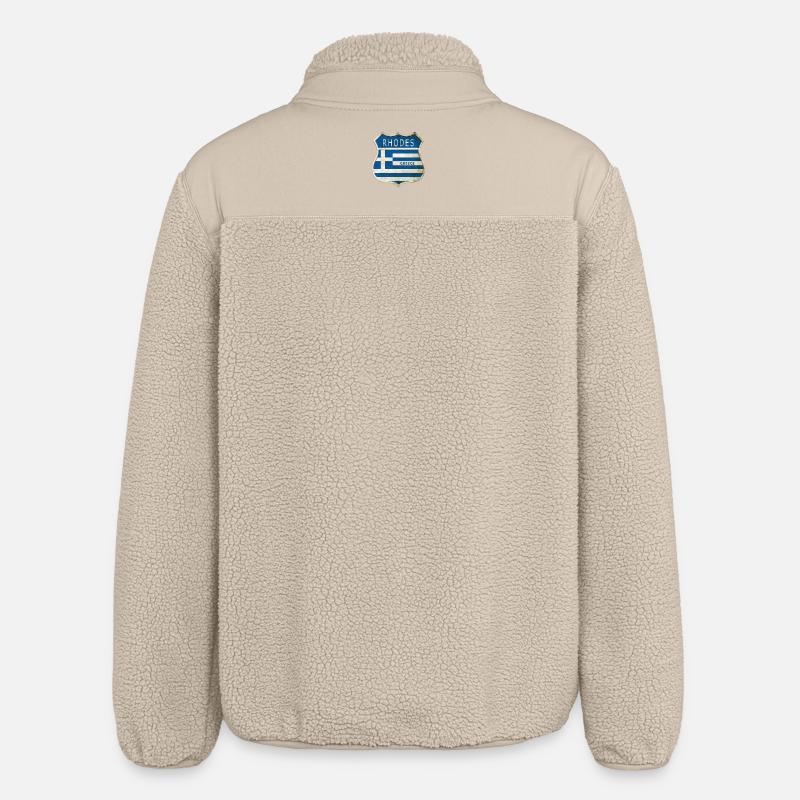Rhodes Grèce Armoiries Drapeaux Design - Veste sherpa unisexe coupe décontractée Stanley/Stella - beige
