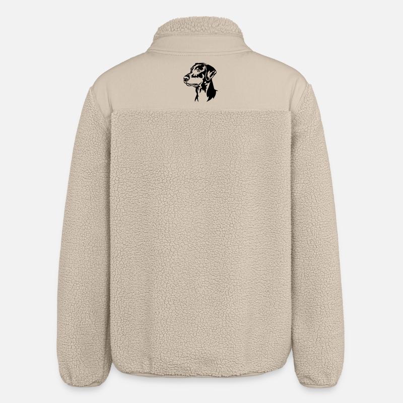 Doberman Head - Relaxed Fit Unisex Sherpa Jacket by Stanley/Stella - beige
