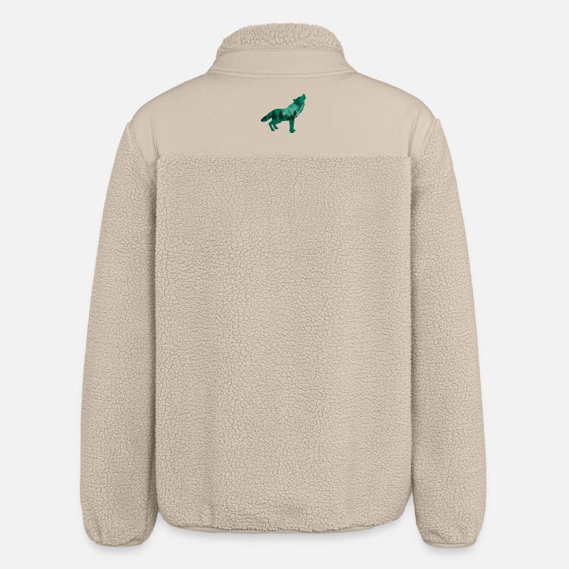 Climate Change Environmental Protection Wolf - Relaxed Fit Unisex Sherpa Jacket by Stanley/Stella - beige