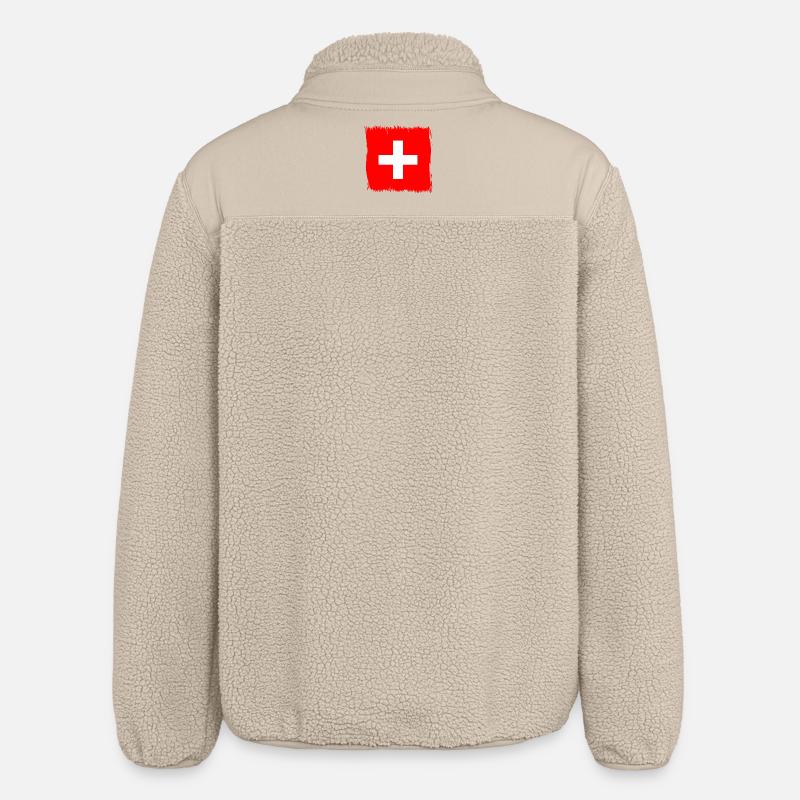 Cadeau du drapeau suisse suisse - Veste sherpa unisexe coupe décontractée Stanley/Stella - beige