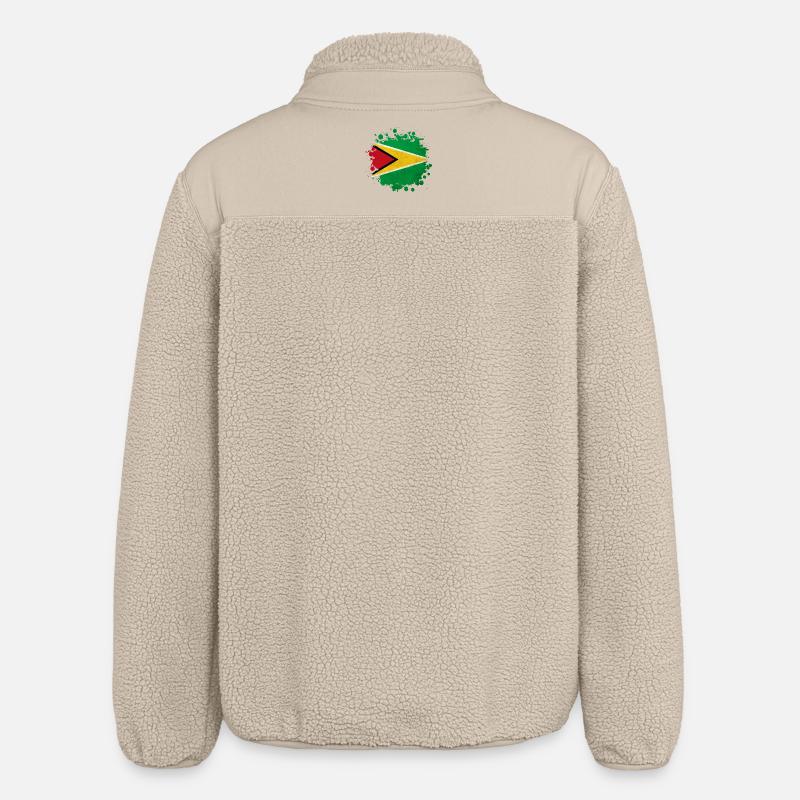 Guyana Flagge Klecks - Relaxed Fit Unisex Sherpajacke von Stanley/Stella - Beige