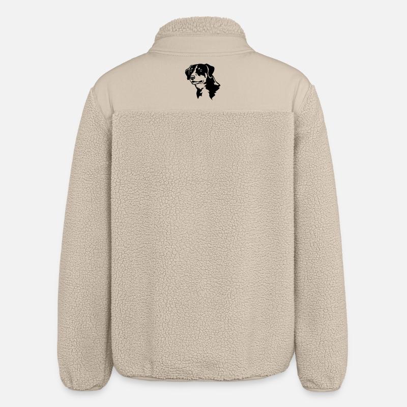Entlebucher Sennenhund Kopf "Black Edition" - Relaxed Fit Unisex Sherpajacke von Stanley/Stella - Beige