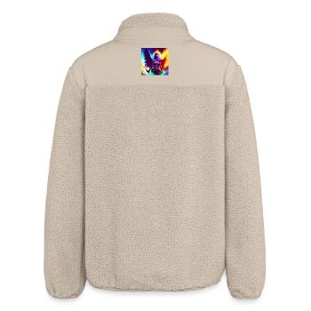 Muslimah Girl with Angel Wings Art - Relaxed Fit Unisex Sherpa Jacket by Stanley/Stella - beige - Back