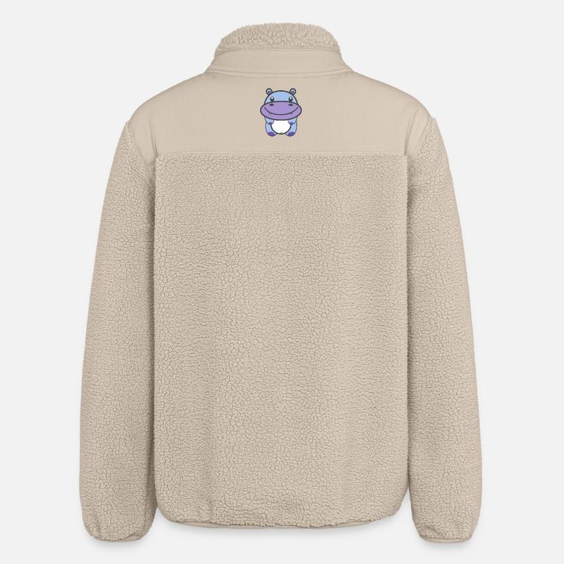 Hippopotame mignon Kawaii - Veste sherpa unisexe coupe décontractée Stanley/Stella - beige