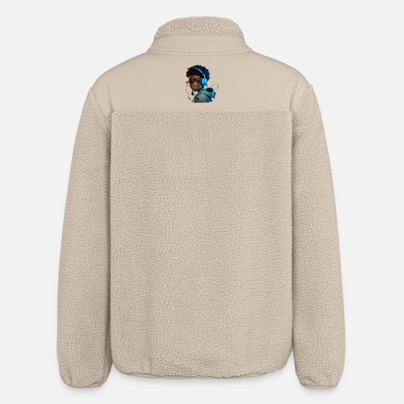 Digitaler Gaming-Charakter mit Headset - Relaxed Fit Unisex Sherpajacke von Stanley/Stella - Beige