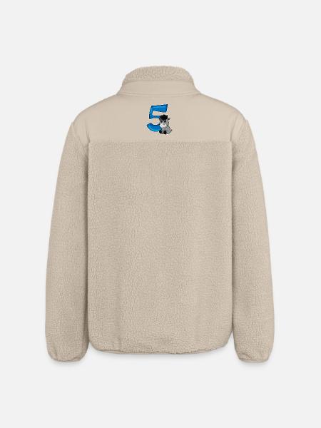 5 år - 5 års fødselsdag med dyremotiv - Stanley/Stella unisex sherpajakke afslappet pasform - beige