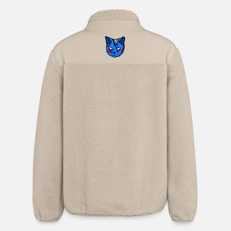 Blauer Katzenmaske Patchwork - Relaxed Fit Unisex Sherpajacke von Stanley/Stella - Beige