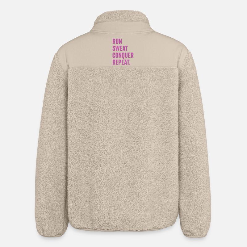 Run. Sweat. Conquer. Repeat. - Relaxed Fit Unisex Sherpa Jacket by Stanley/Stella - beige