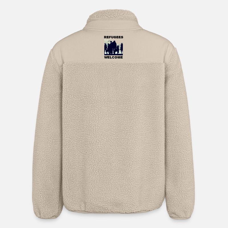 Les réfugiés accueillent la solidarité - Veste sherpa unisexe coupe décontractée Stanley/Stella - beige