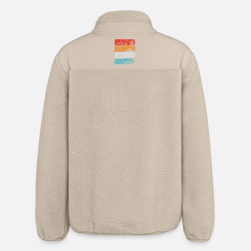 Terraced Peak Sunset Stripe - Relaxed Fit Unisex Sherpa Jacket by Stanley/Stella - beige